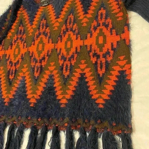 Powder River Outfitters Soft Fuzzy Southwestern Aztec Fringe Longline Sweater - Picture 10 of 13